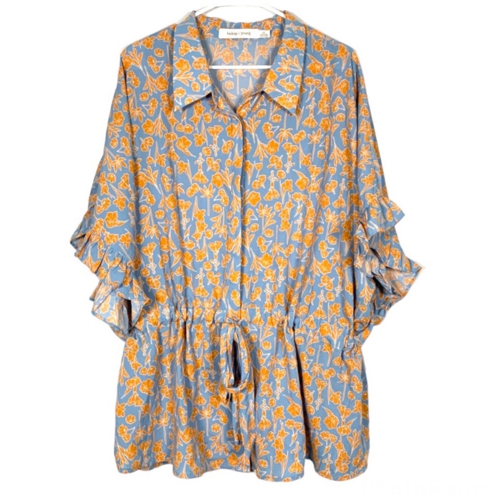 EUC Bishop&Young 3X women’s button down floral blouse shirt